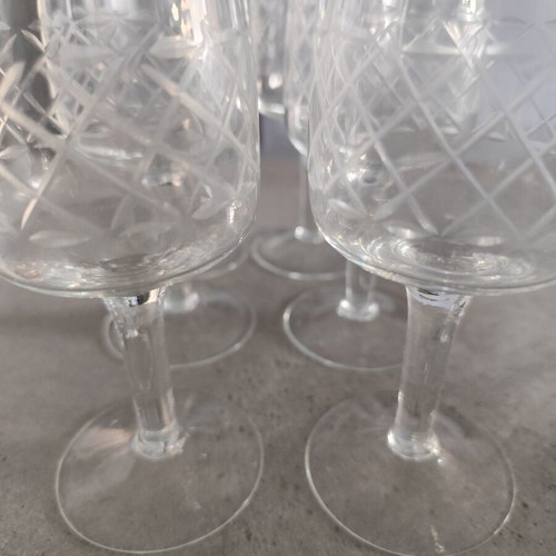 Vintage stemmed wine glasses, set of six