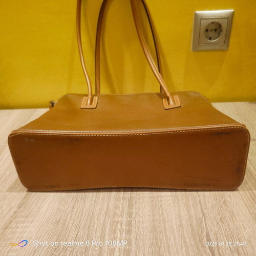 Melanie women's handbag used, brown, leatherette 33x24 cm