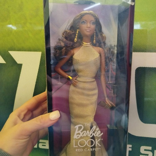 Barbie The Look 2013 with gold dress on red carpet new