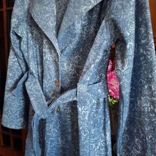 A.L.E. coat satin cotton turquoise and silver like new, spring style