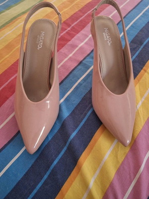 Migato slingback shoes with 7cm thin heel new beige