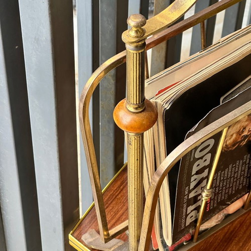 Mid-Century brass magazine holder used with mastic details