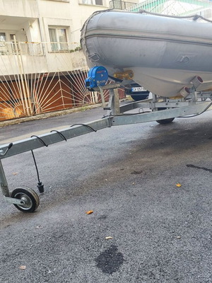 Zeppelin RIB inflatable boat with Yamaha 5 HP engine and Venitrailers trailer used