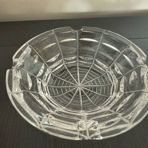 Set of 2 crystal ashtrays with spider web design, like new