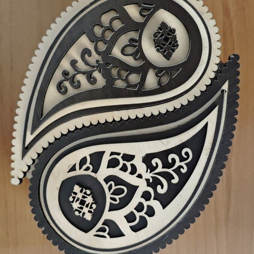 Handmade wooden Yin Yang Paisley jewelry box