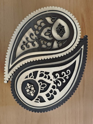 Handmade wooden Yin Yang Paisley jewelry box