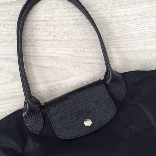 Longchamp Le Pliage One M tote bag black used, canvas 40x27 cm