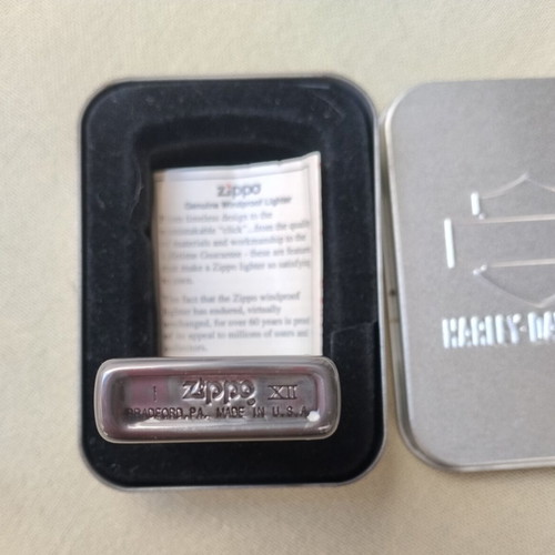 Zippo Slim Midnight Chrome Harley-Davidson Wing lighter mint condition