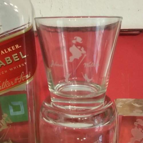 Johnnie Walker set with 2 glasses and empty bottle like new