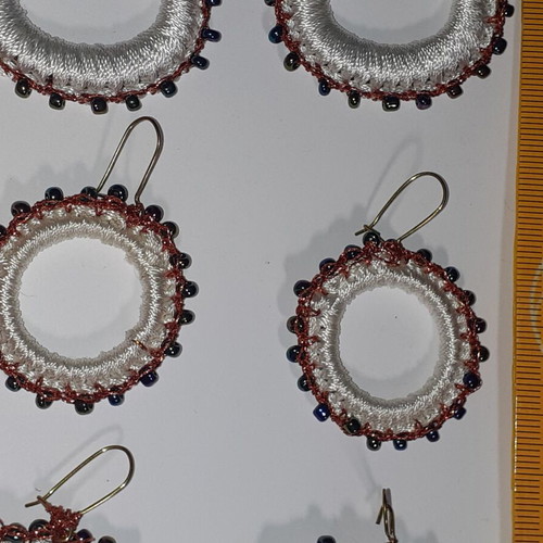 Handmade earrings pack of 4 pairs with silk thread and glass beads