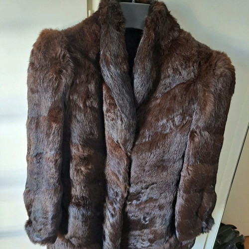 Fur half coat used rabbit brown