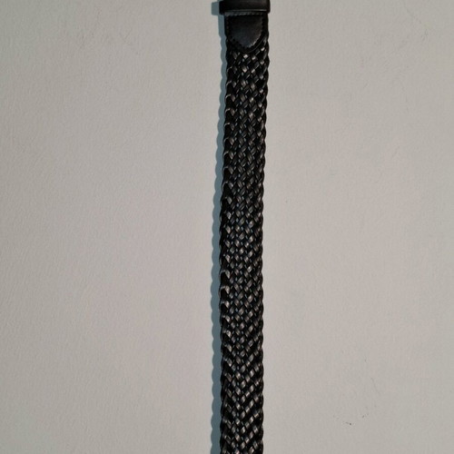 Braided belt used, adjustable, dark brown-gray metallic