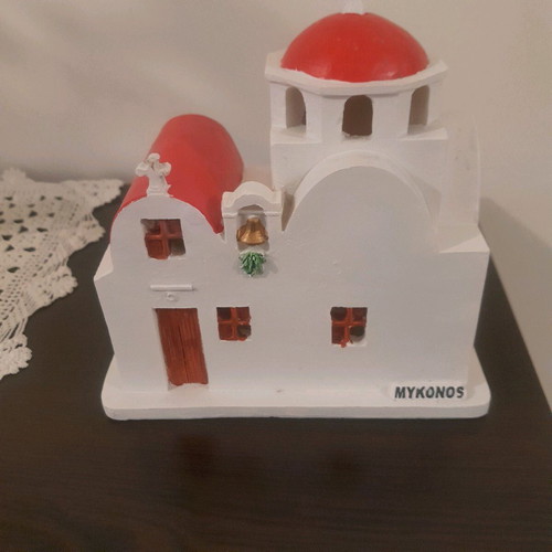 Decorative Mykonos church new with internal light gypsum 15×17