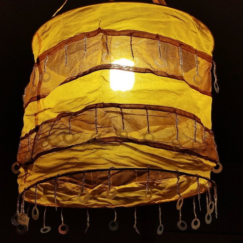 Ceiling light fabric orange and coral with hanging beads new