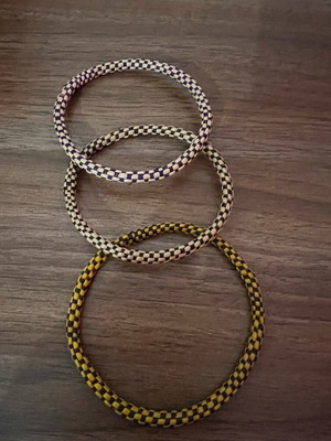 Bracelet set new, three pieces, yellow and beige