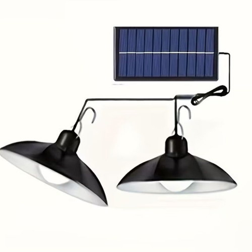Double solar LED hanging light with panel, new in box