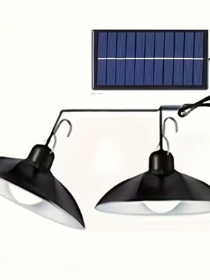 Double solar LED hanging light with panel, new in box