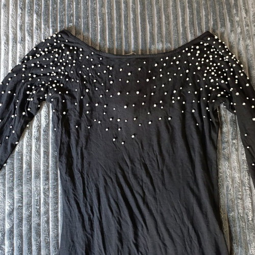 Miss Sixty Dress New Black With Silver Pearls, Size Small