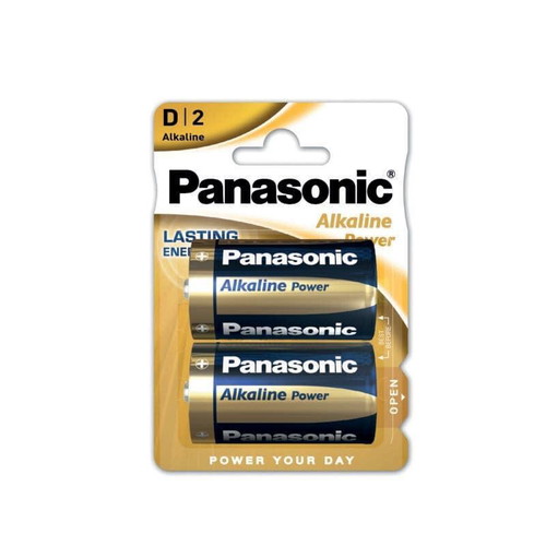 Panasonic Alkaline Batteries D 1.5V Pack of 2 New