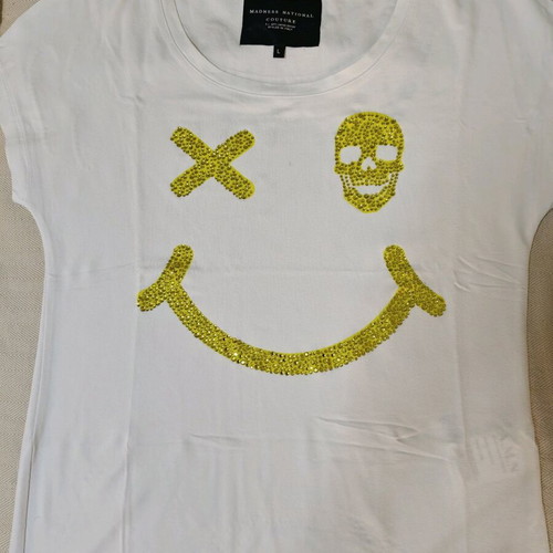 Madness National Couture women's top t-shirt new with rhinestone skull design