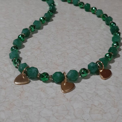 Necklace aventurine and hematite in steel new