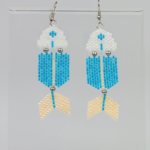 Fish earrings handmade with glass beads and steel elements