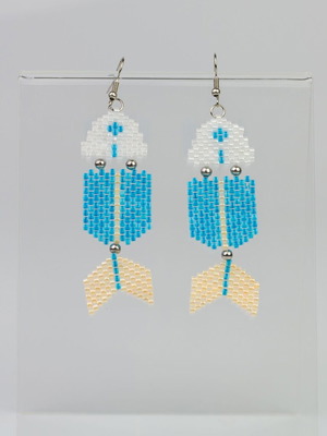 Fish earrings handmade with glass beads and steel elements