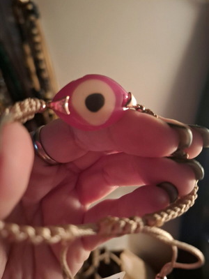 Evil eye bracelet new, beige and pink