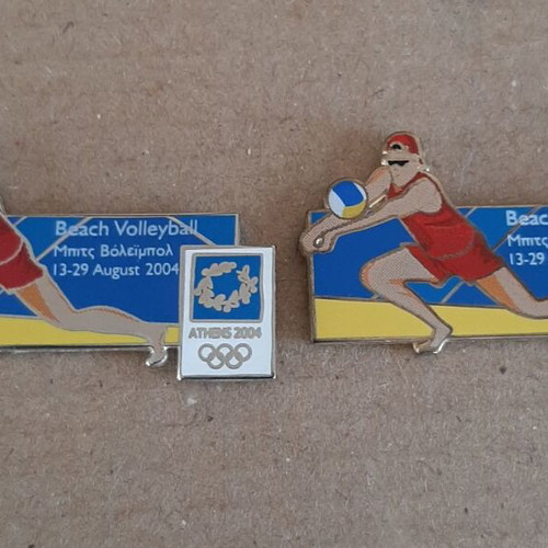 Beach volleyball pins like new, gold & silver version Athens 2004