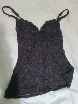 Vintage goth bustier corset like new, black, size 70B