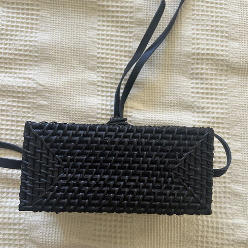 Zara black straw crossbody bag like new