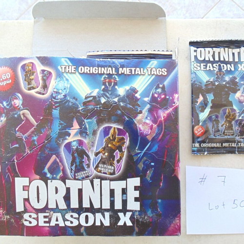 Fortnite Season X Metal Tags Complete Box with 50 Sealed Packets