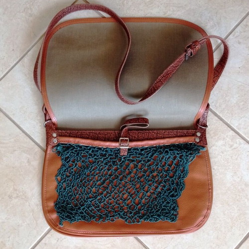 Vintage Hunting Game Bag with Knitted Net, Brown/Tan
