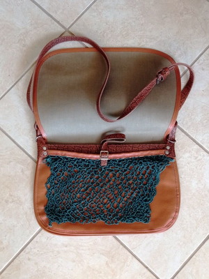 Vintage Hunting Game Bag with Knitted Net, Brown/Tan