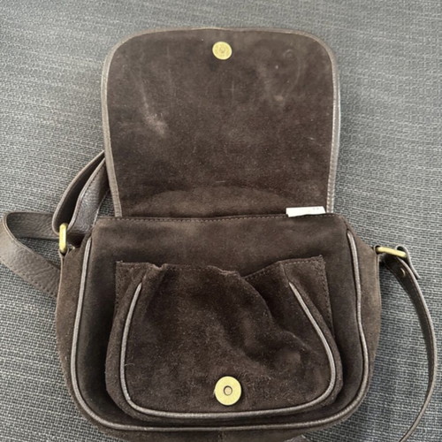 Leather shoulder crossbody bag with natural pony skin fur like new