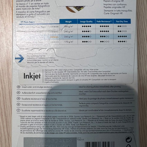 HP Advanced Photo Paper Inkjet 60 Sheets Glossy A6 10x15cm sealed
