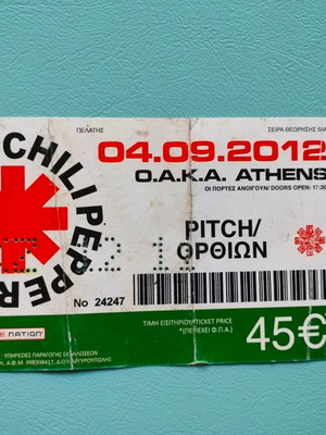Εισιτήριο Red Hot Chili Peppers μεταχειρισμένο 4/9/2012