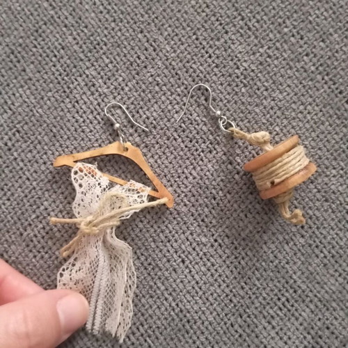 Handmade earrings new, beige and brown