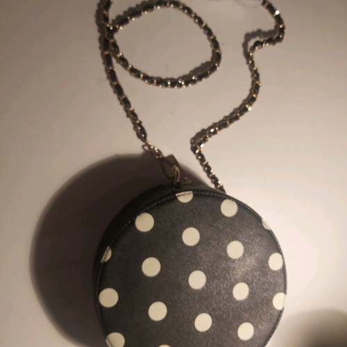 Pia Rossini shoulder bag new, black polka dot with chain
