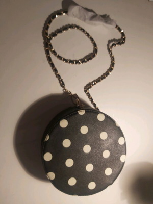 Pia Rossini shoulder bag new, black polka dot with chain