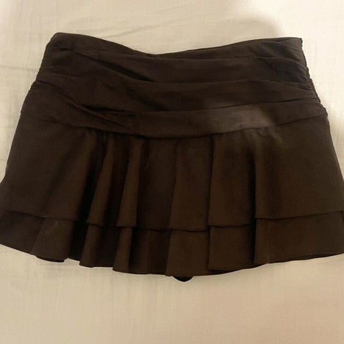 Zara Brown Velvet Ruffle Skort Like New Size L