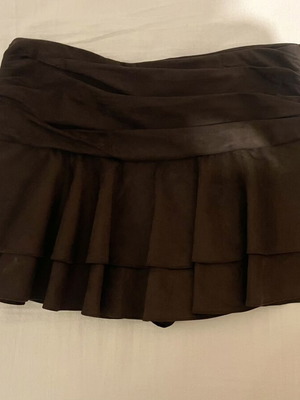 Zara Brown Velvet Ruffle Skort Like New Size L