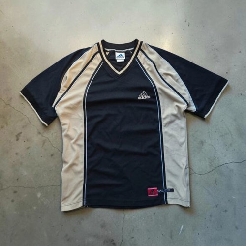 Adidas Vintage 90s Football Jersey Style T-Shirt, Black Beige, Large