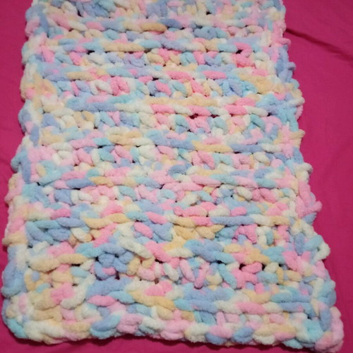 Handmade velour blanket new with pastel colors 108x76 cm