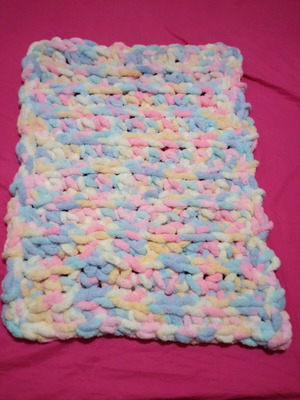 Handmade velour blanket new with pastel colors 108x76 cm