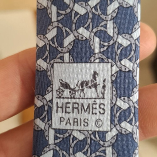 Hermes vintage μπλε μεταξωτή γραβάτα