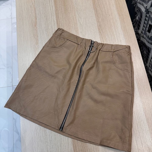 Mini leather skirt beige like new, size S/M