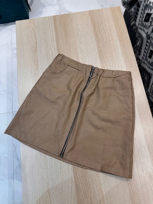 Mini leather skirt beige like new, size S/M
