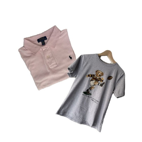Polo Ralph Lauren polo shirt and t-shirt like new, size L, gray and pink