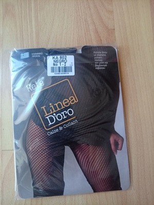 Linea D'oro women's fishnet tights black size S/M